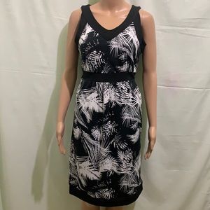 Kim Rogers Palm Leaves Sleeveless Dress Petite